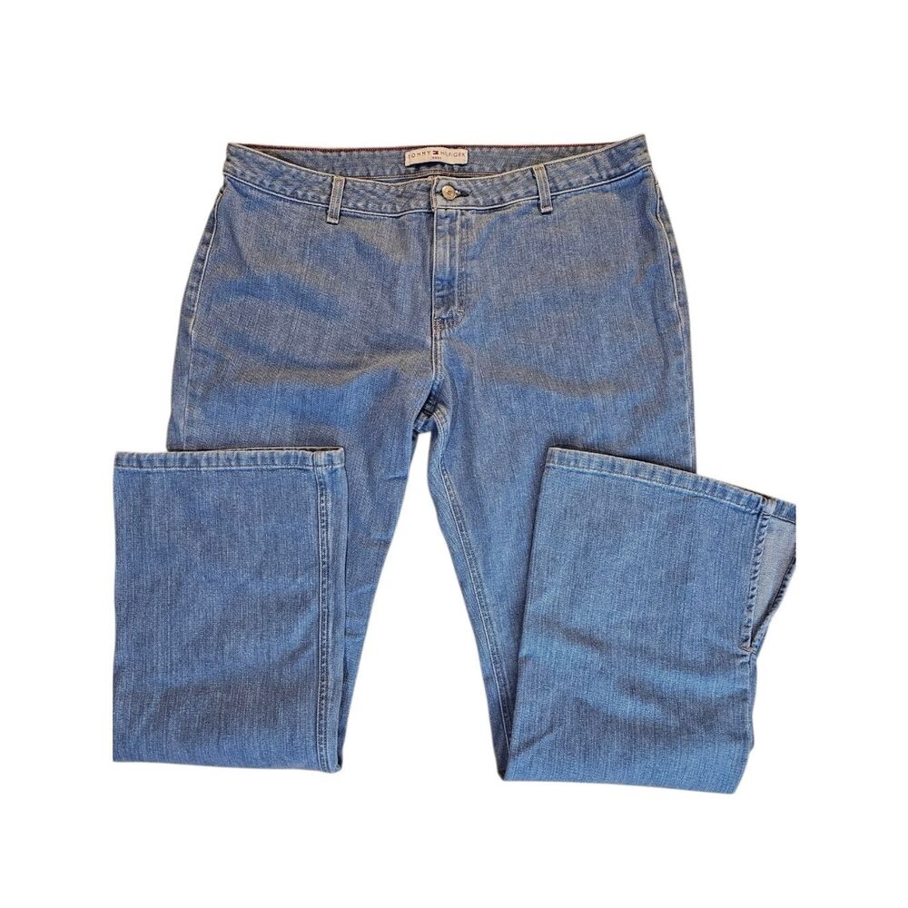 **👖 Vintage Tommy Hilfiger Low Rise Flare Jeans | Streaky Indigo Wash | Size 16